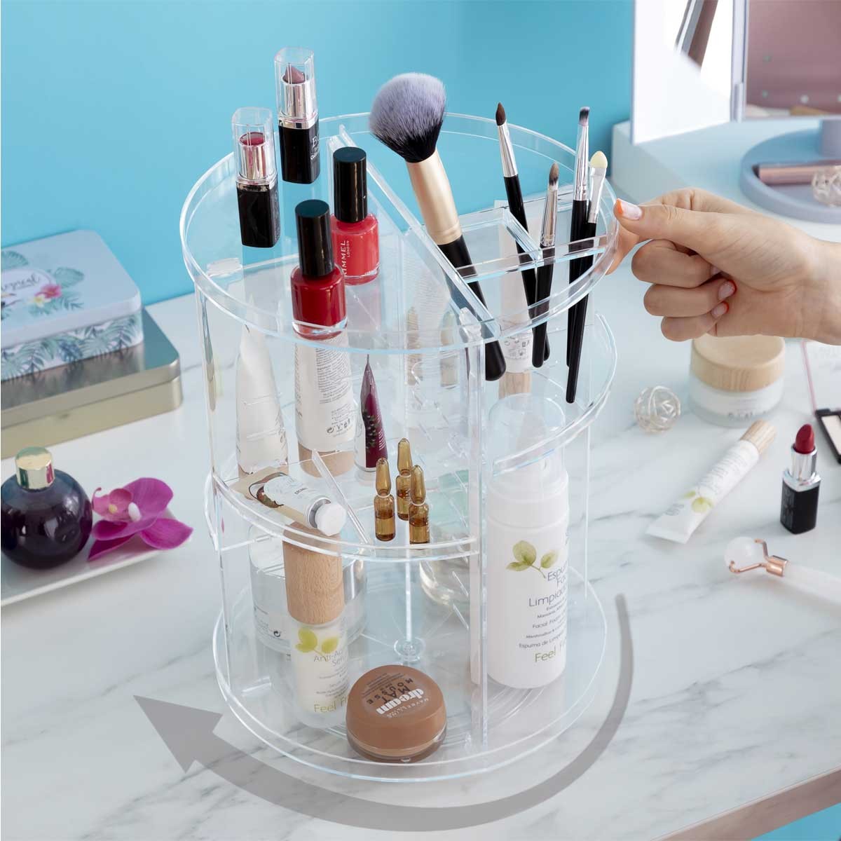 Organisateur de maquillage rotatif