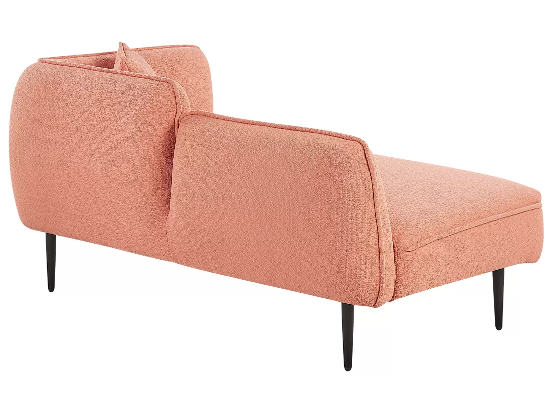 Méridienne angle droit tissu bouclé rose pêche CHEVANNES