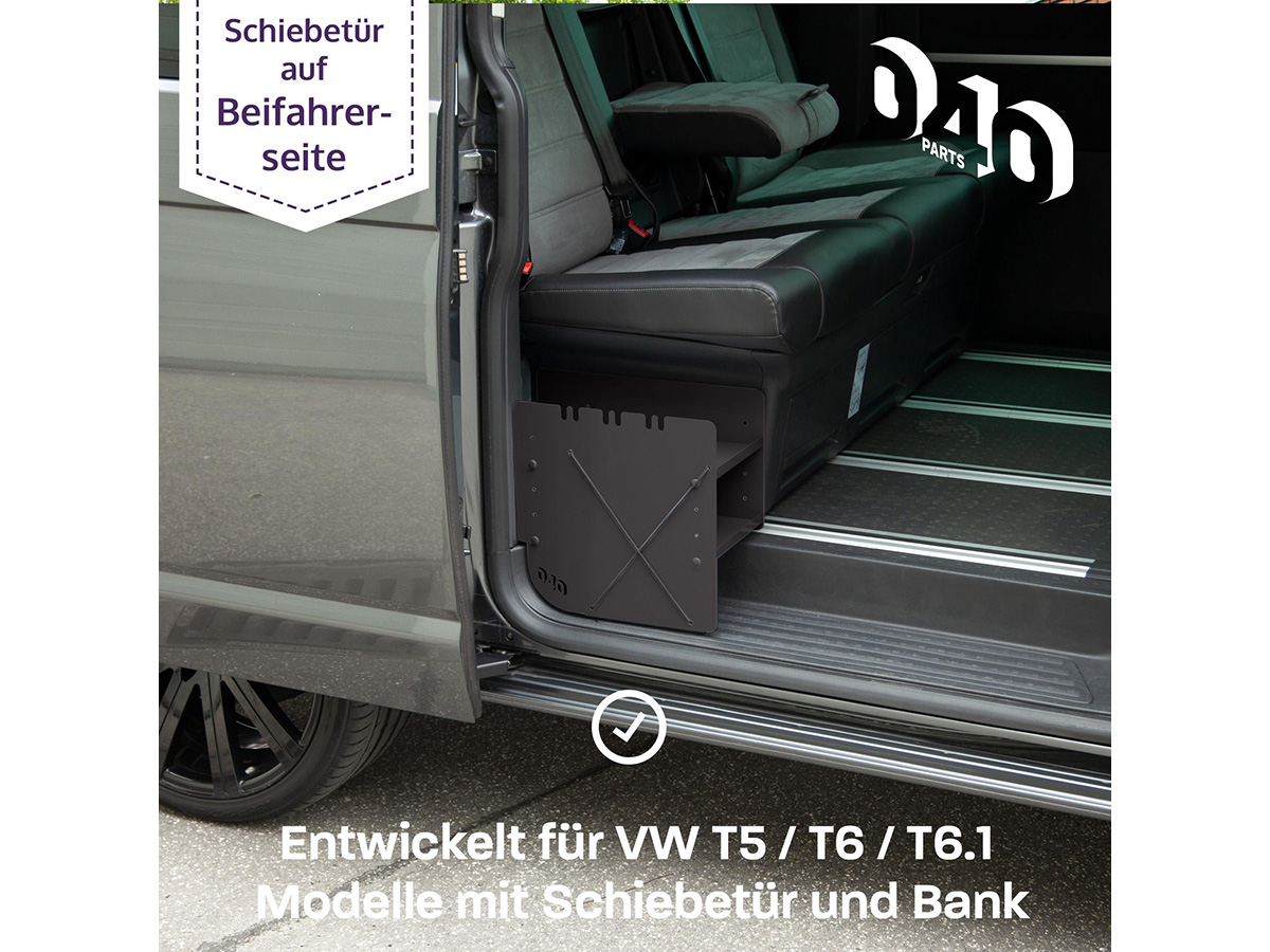 040 Parts passagierszijde VW T5–T6.1 schoenenrek - Black