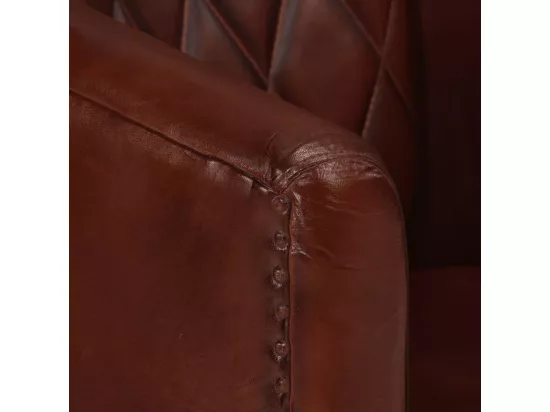 Fauteuil cabriolet marron cuir véritable