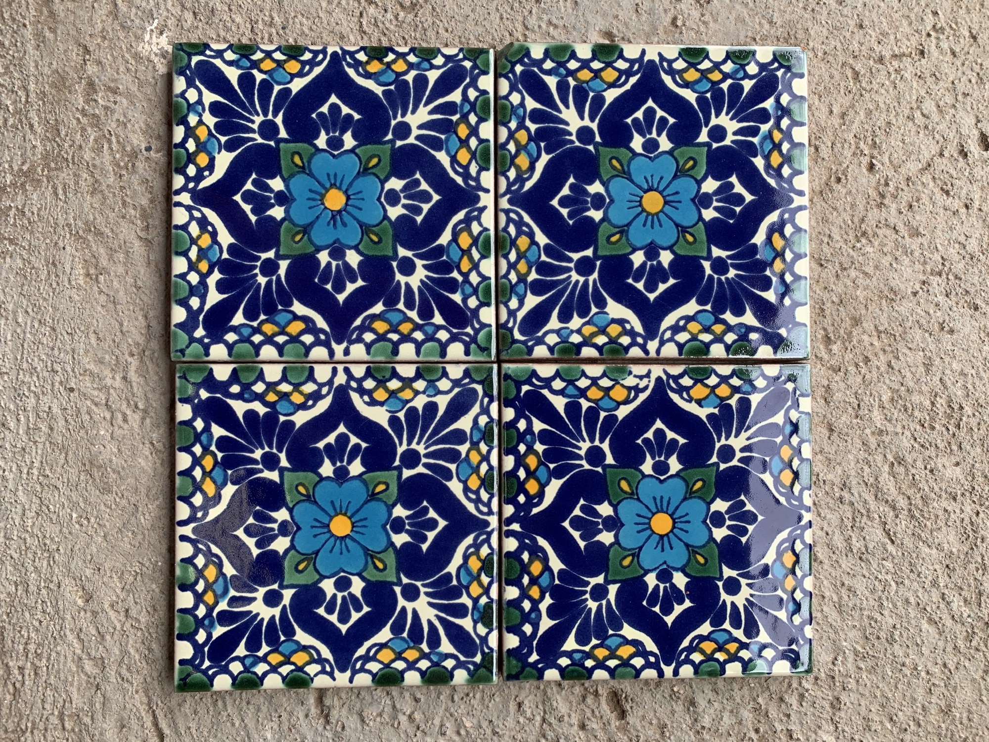 Kachel 'Miosota', blau, multicolor, T 10 cm, B 10 cm, H 0,5 cm von fischer's lagerhaus