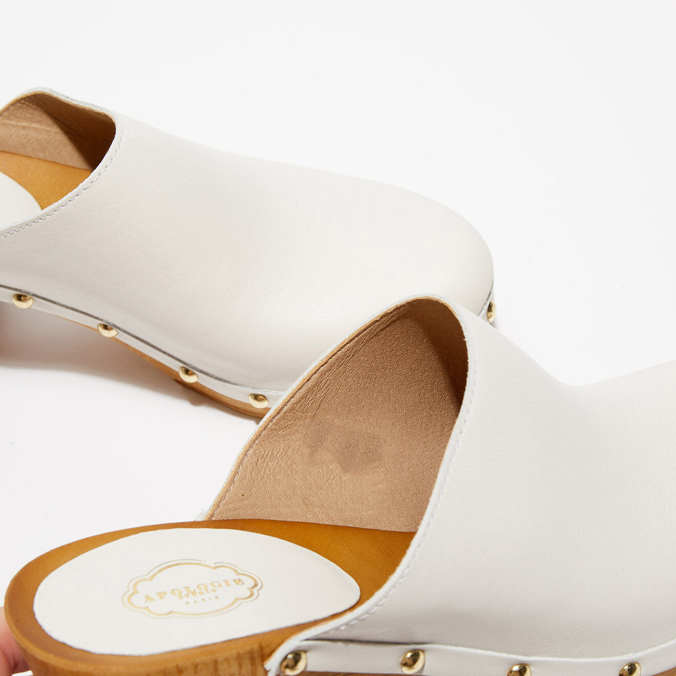 Apologie Studio Sabots en Cuir Jill blanc cassé - Talon 8 cm