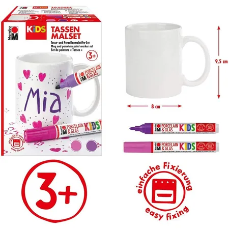 Marabu Porcelain und Glaspainter, Kids Tassen Malset Mia