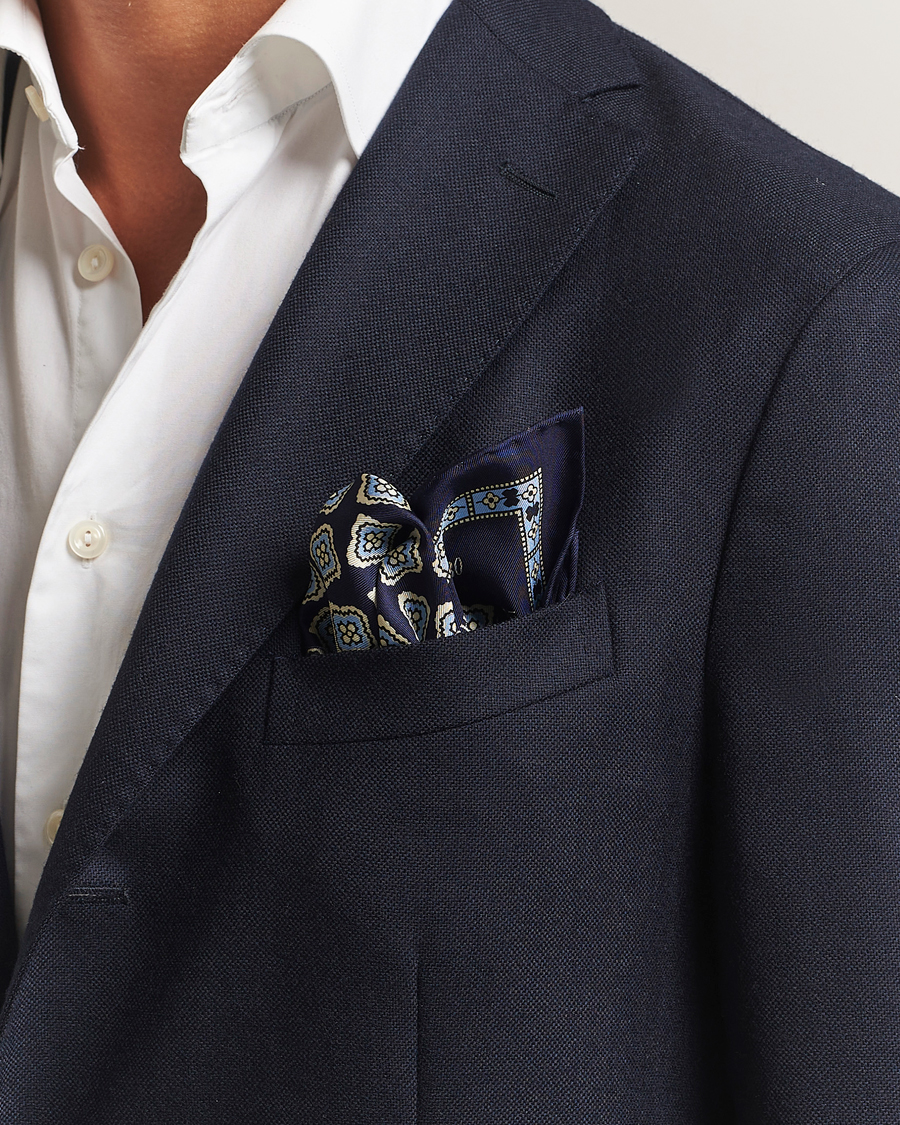 E. Marinella Archivio Silk Pocket Square Navy