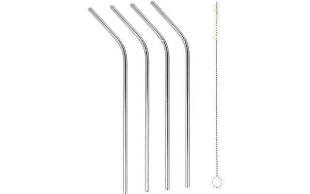 Metaltex Edelstahl Trinkhalm-Set inkl. Reinigungsbürste 4 tlg.