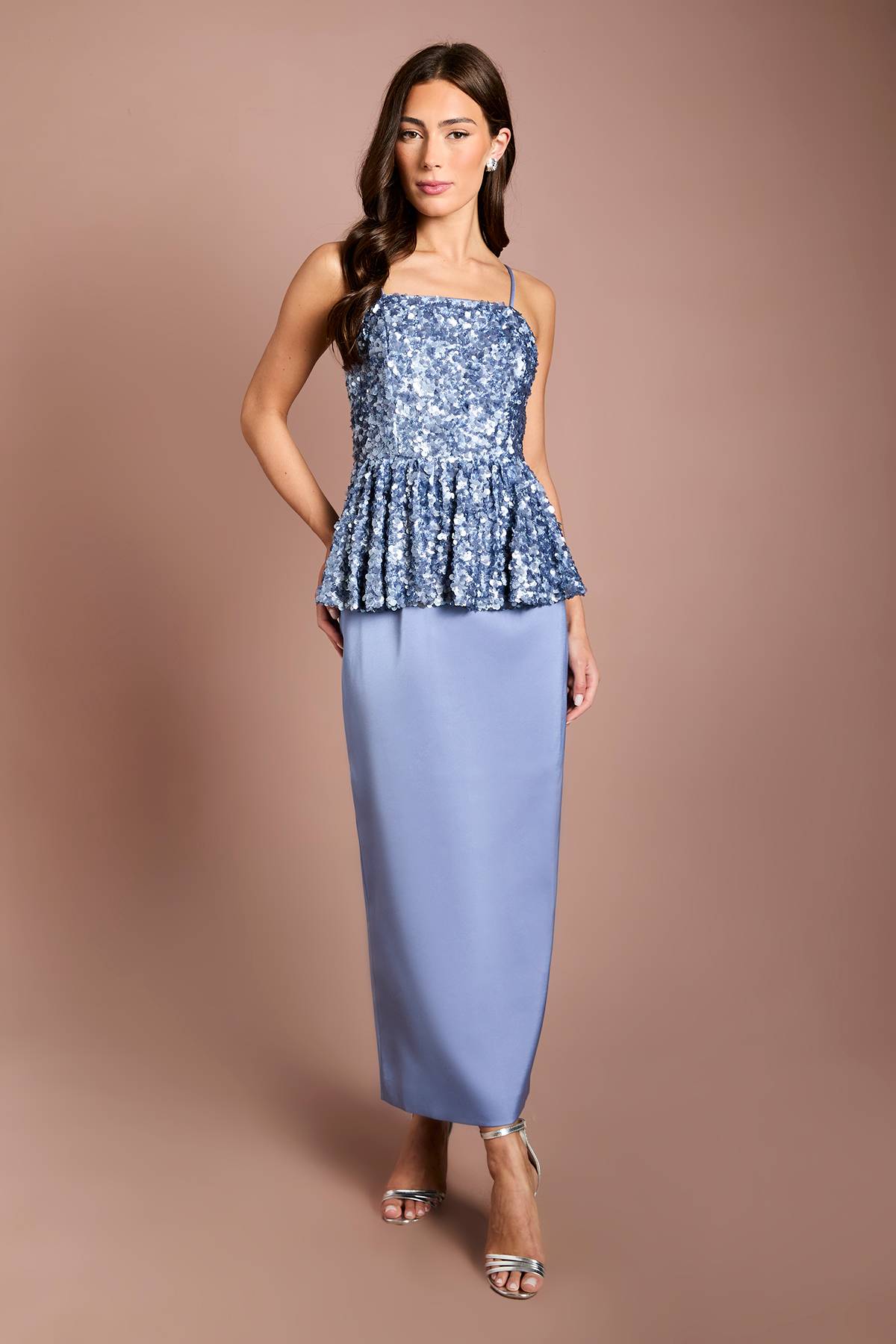 Coast Robe Midi Fourreau À Basque Et Bretelles Ornée De Sequins Muse