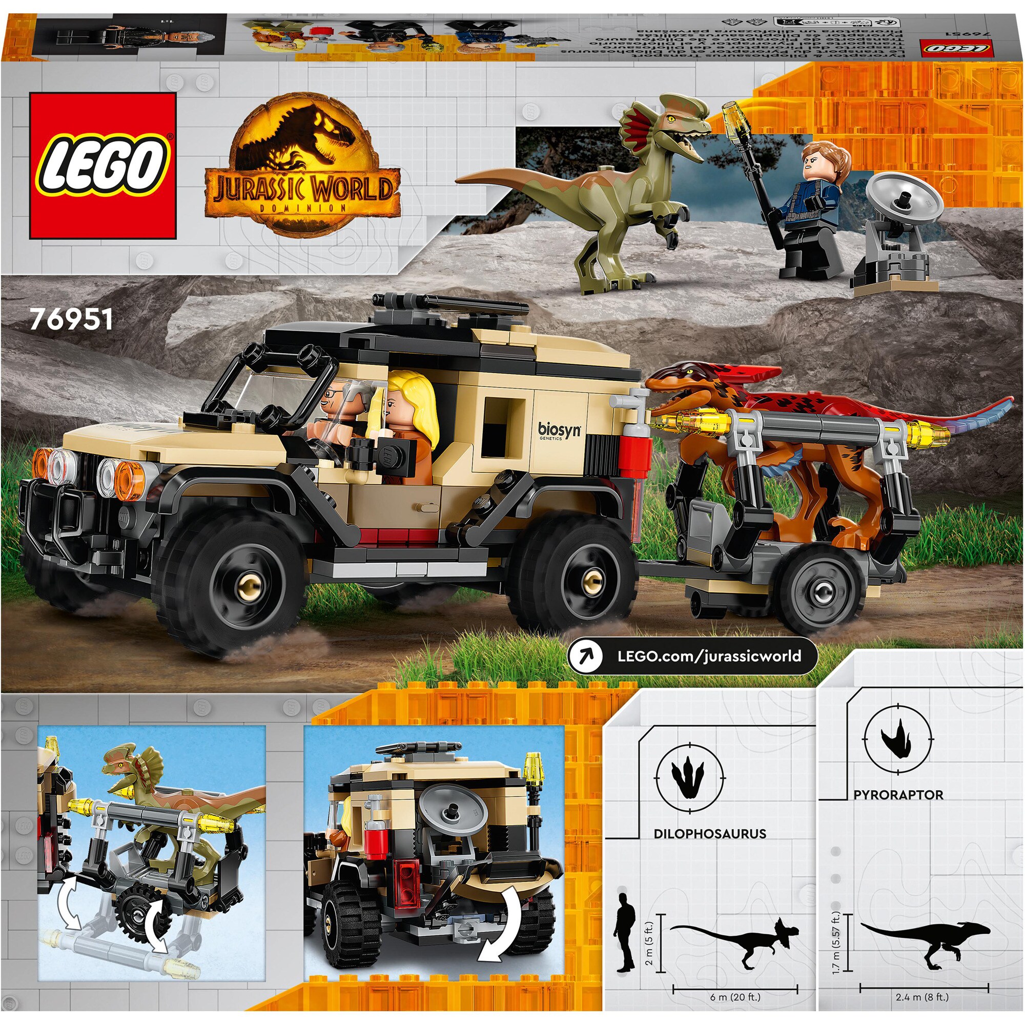 LEGO Konstruktionsspielzeug Jurassic World Pyroraptor & Dilophosaurus Transport