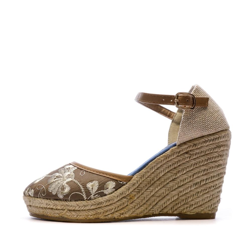 Beppi Sandales Compensées Marron/Fleurs Femme Beppi