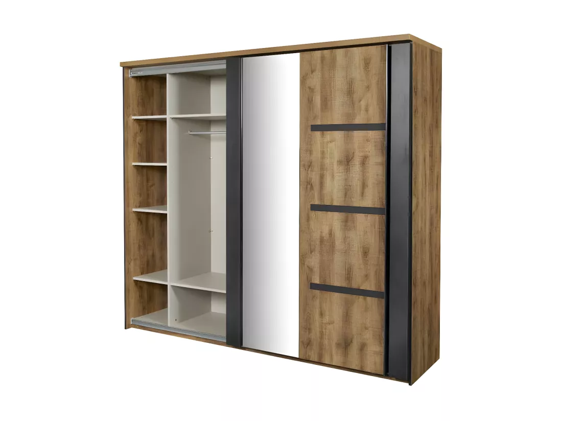 Chambre complète (160*200) Bois Tropical à Leds - HADES n°2