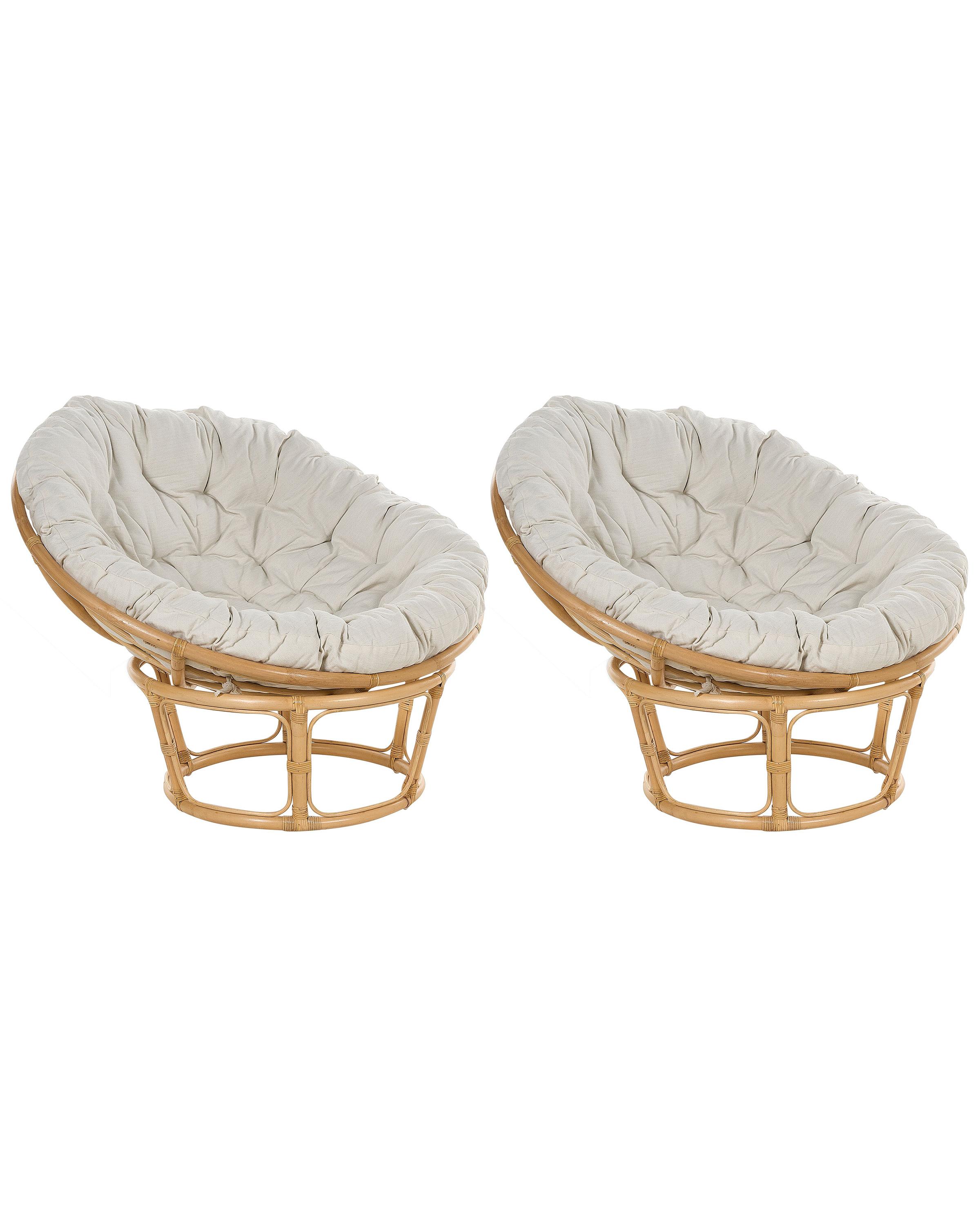 Set van 2 tuinstoelen met kussens SALVO Rotan Natuurlijk