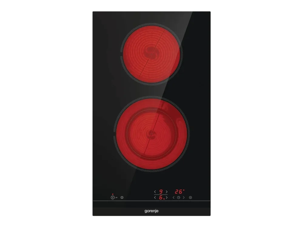 Gorenje Essential ECT322BCSC - Keramisk kogeplade - 2 plader - Niche - bredde: 28.3 cm - dybde: 49 cm - med facetteret frontkant - sort