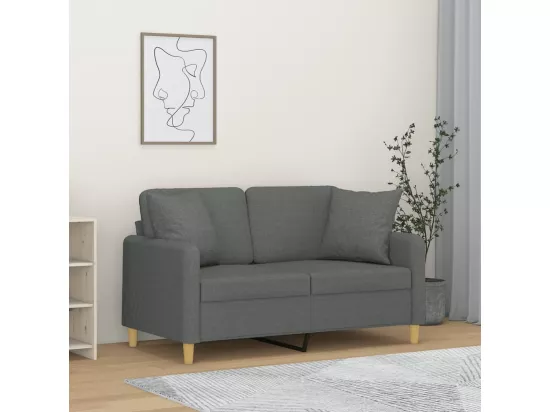Canapé 2 places avec oreillers gris foncé 120 cm tissu