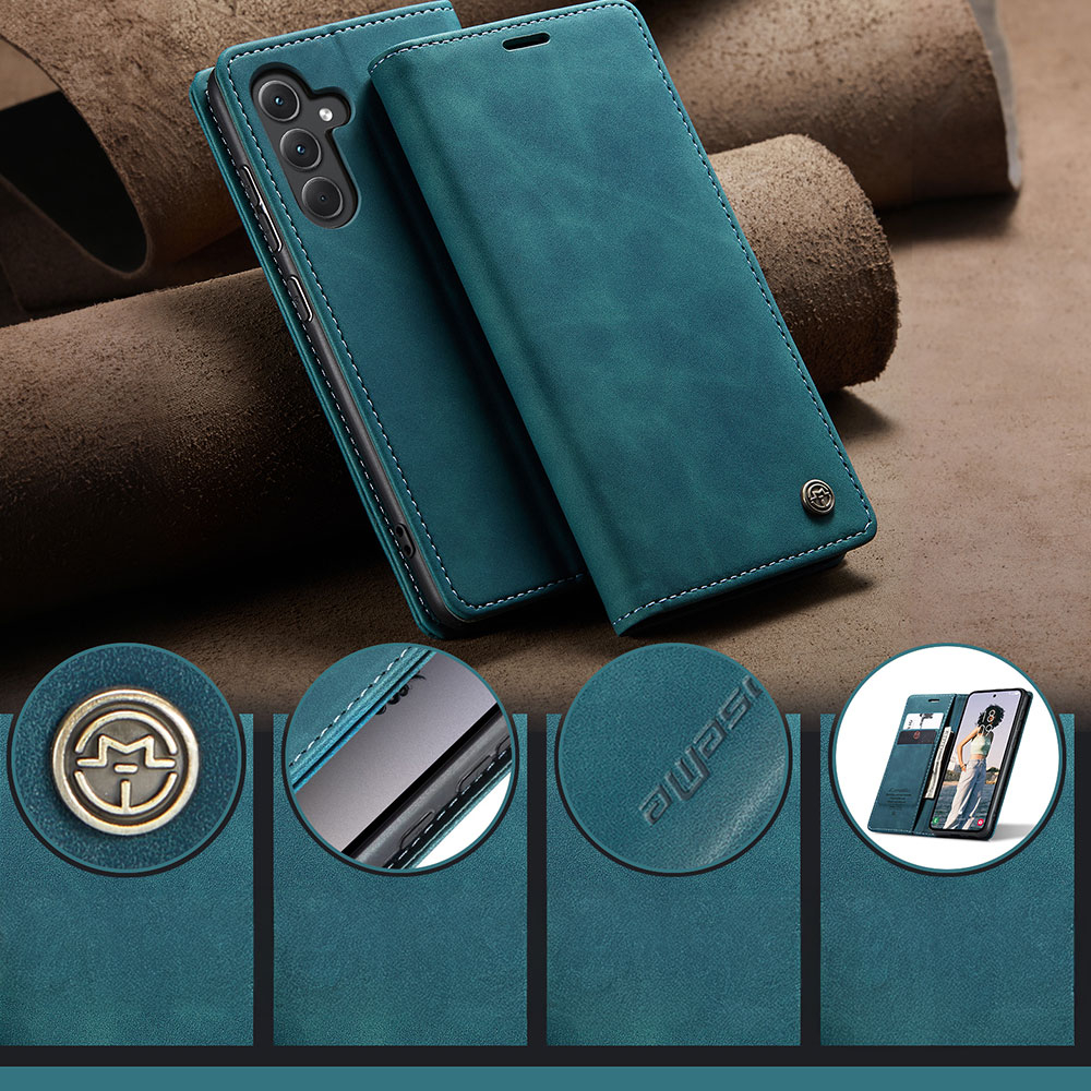Samsung Galaxy A36 Leder Tasche Flip Wallet Etui mit Kartenfächern - Blaugrün