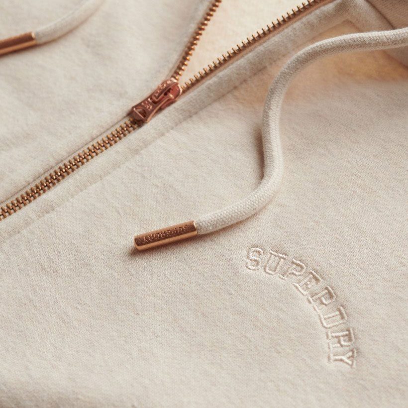Superdry Essential Logo Ziphood HB Sweatshirt Damen light oat marl