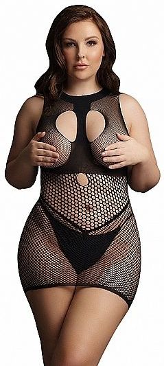 Duo Net Open Cup Mini Dress - Black - OSX