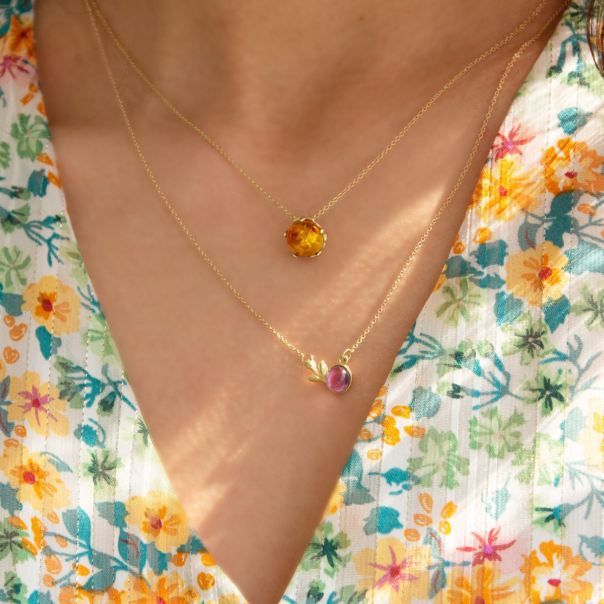 Collier or 375 jaune ambre 48cm