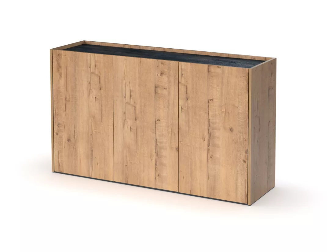 Buffet coloris chêne doré / imitation marbre - Hauteur 80 x Longueur 140 x Profondeur 40 cm