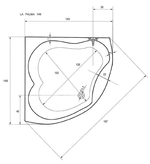 Badstuber La Palma hoek badkuip 150x150cm wit