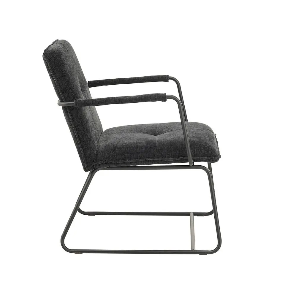 Fauteuil Hailey zwart chenille - Stof - Zwart