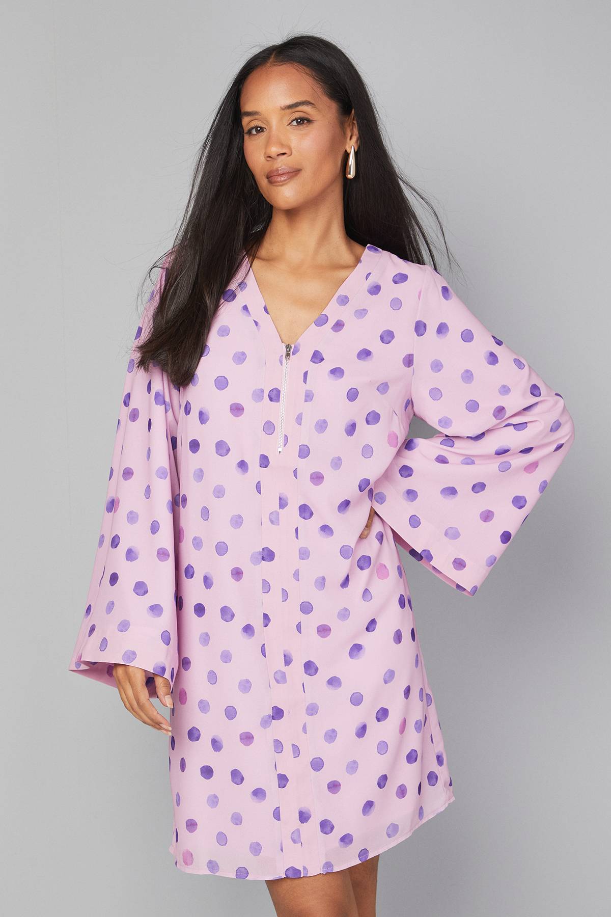 Wallis Robe Droite Zippée à Pois