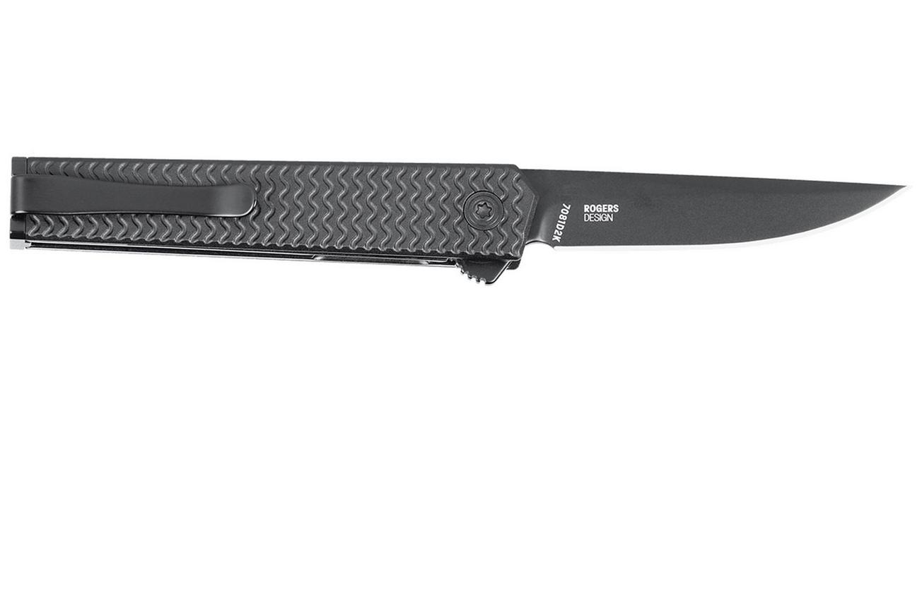 CRKT CEO Microflipper, Drop Point Black 7081D2K Black Aluminum zakmes, Richard Rogers design