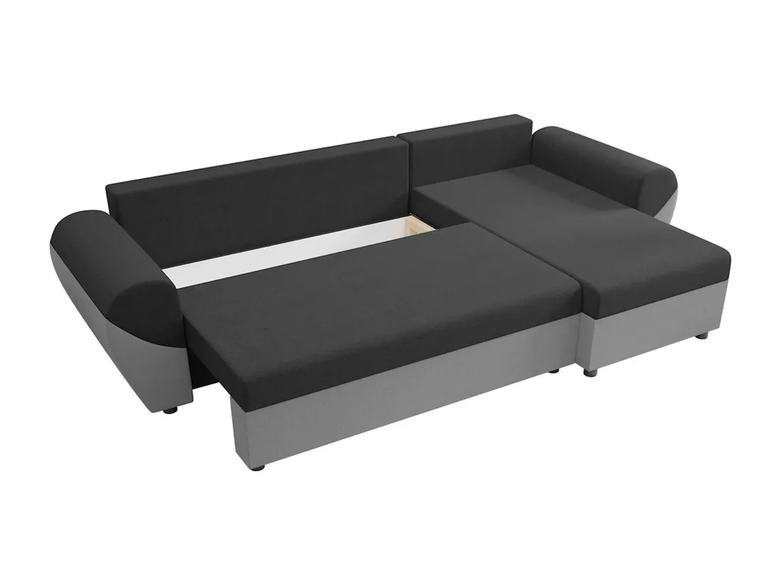 Canapé d'angle convertible et réversible en tissu noir et gris LIERNO