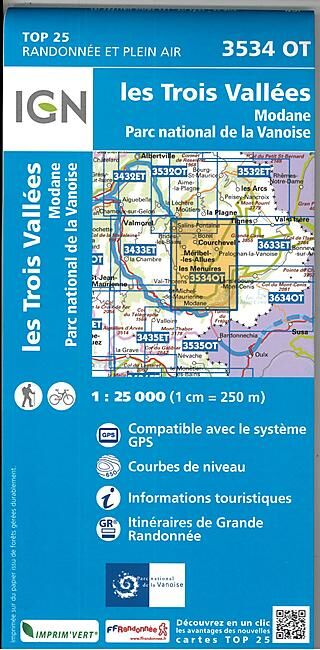 IGN - TOP25 3534OT LES TROIS VALLEES 1 25 000