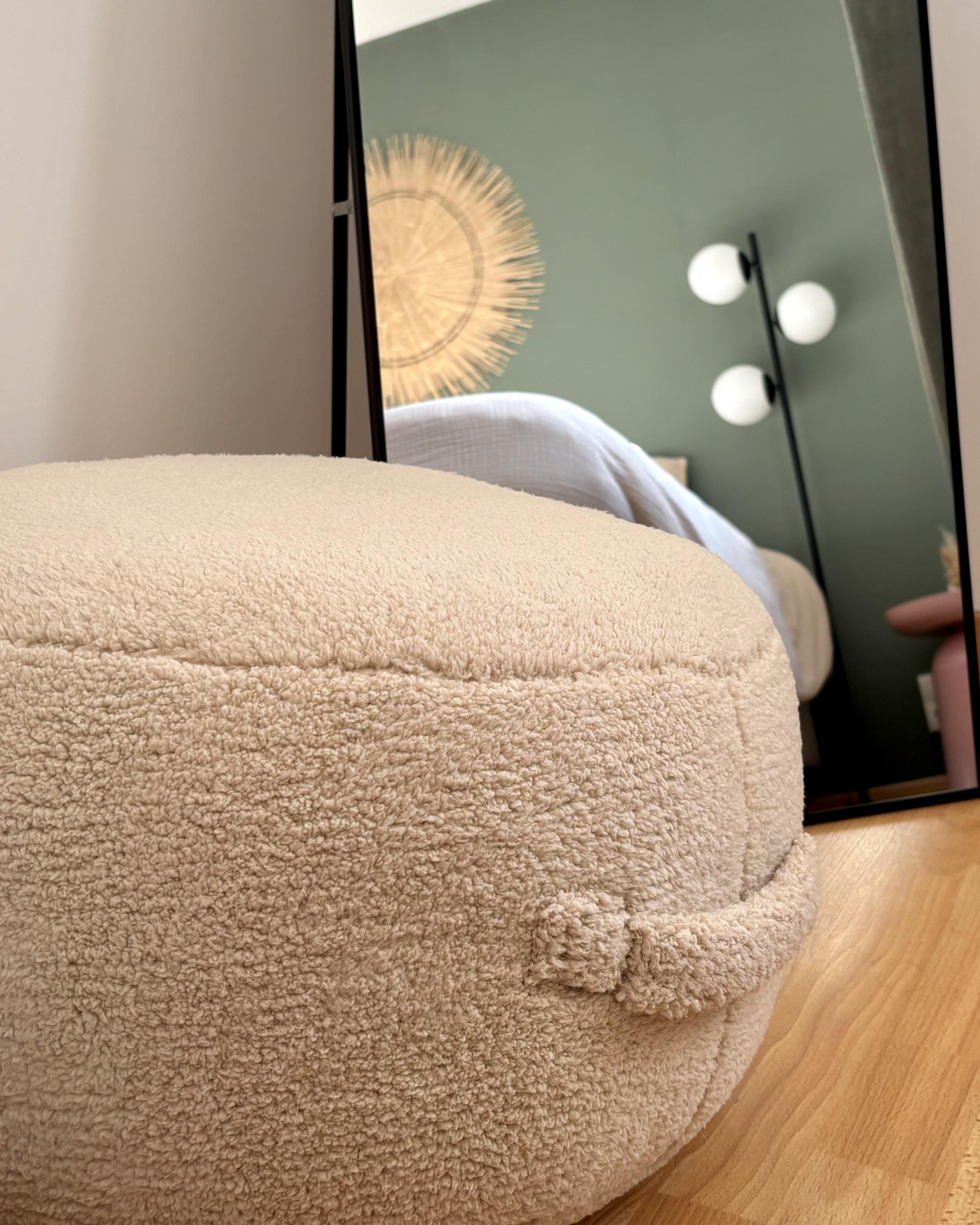 Poef ADLANA Bouclé Beige