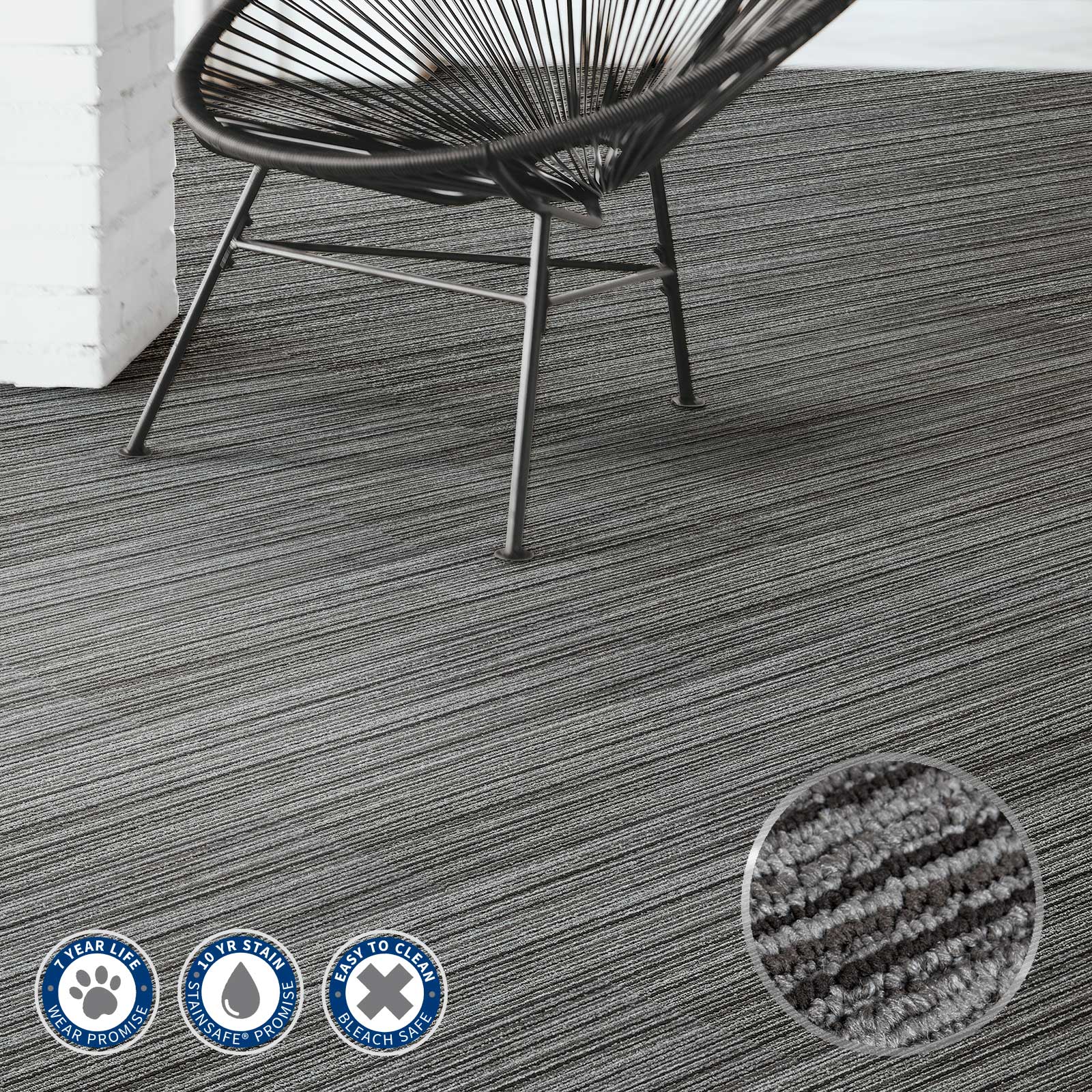 Karat Teppichdielen Mapple | Grau-gestreift 980