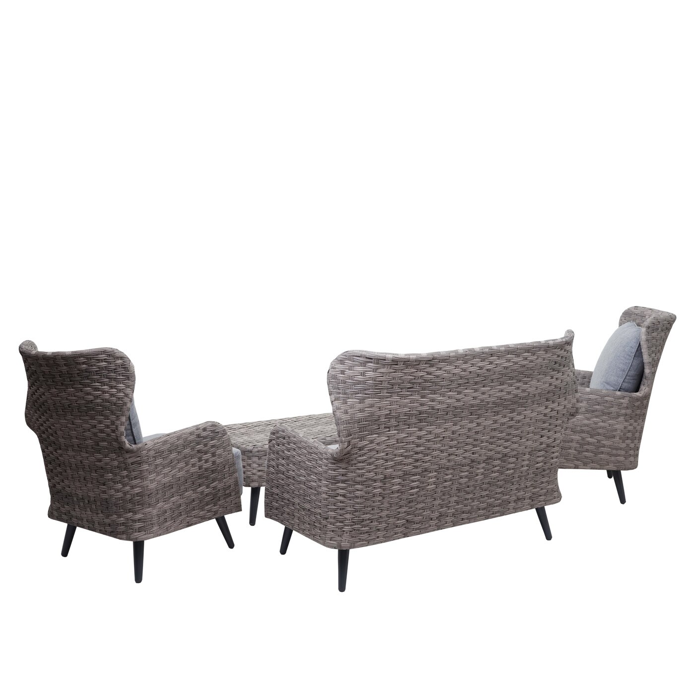 Poly-Rattan Gartengarnitur MCW-G53, Lounge-Set Sofa Sitzgruppe, Spun Poly ~ grau, Polster hellgrau