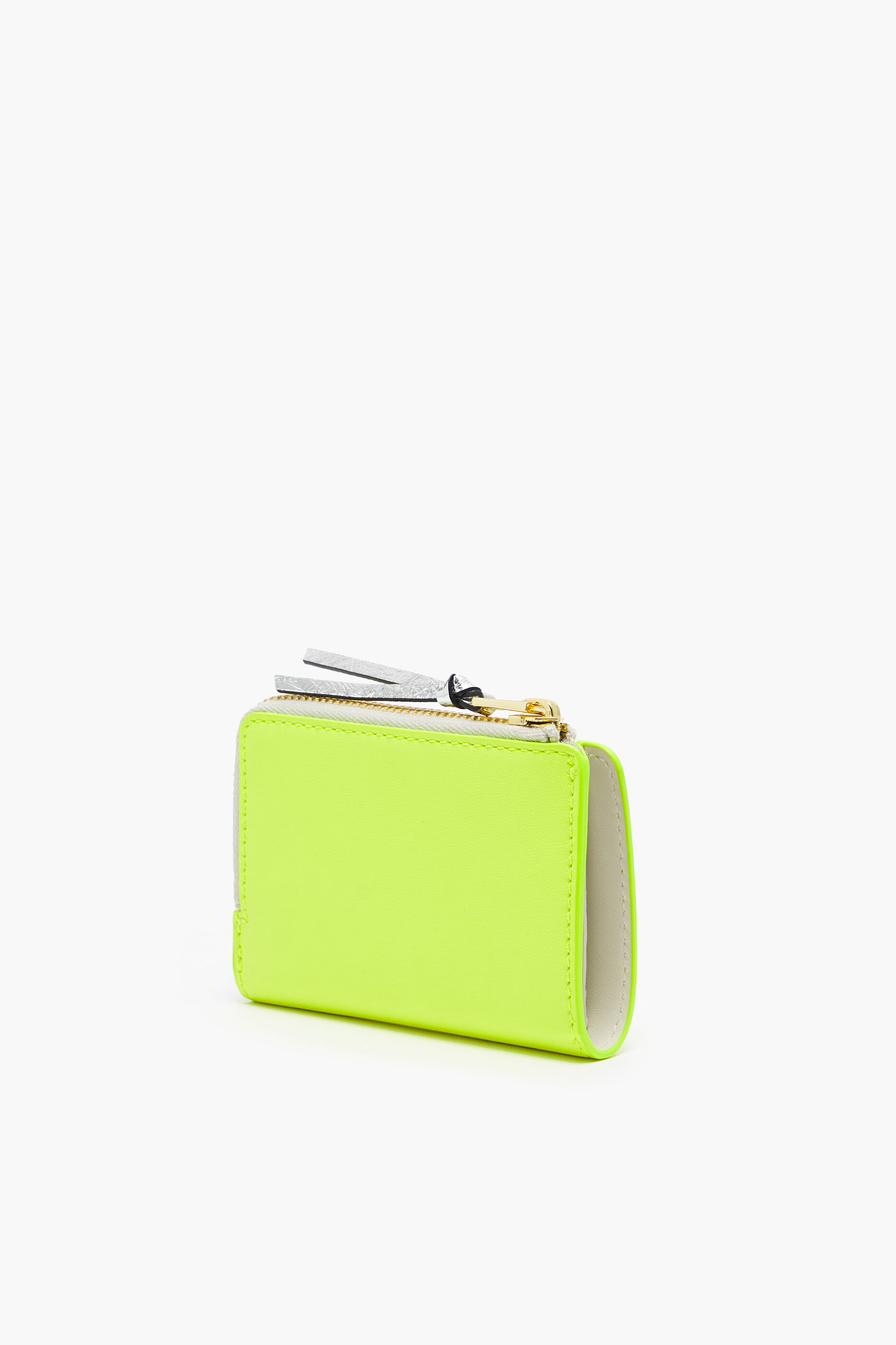Carteira retangular de couro amarelo neon