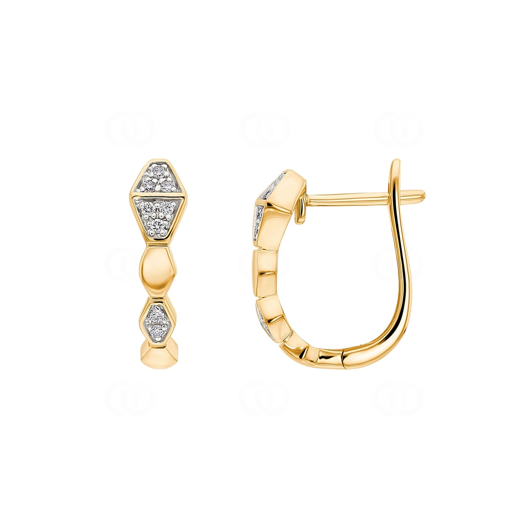 Kreolen 750/18 K Gelbgold Schlangen mit Diamanten 0.05 ct H/si