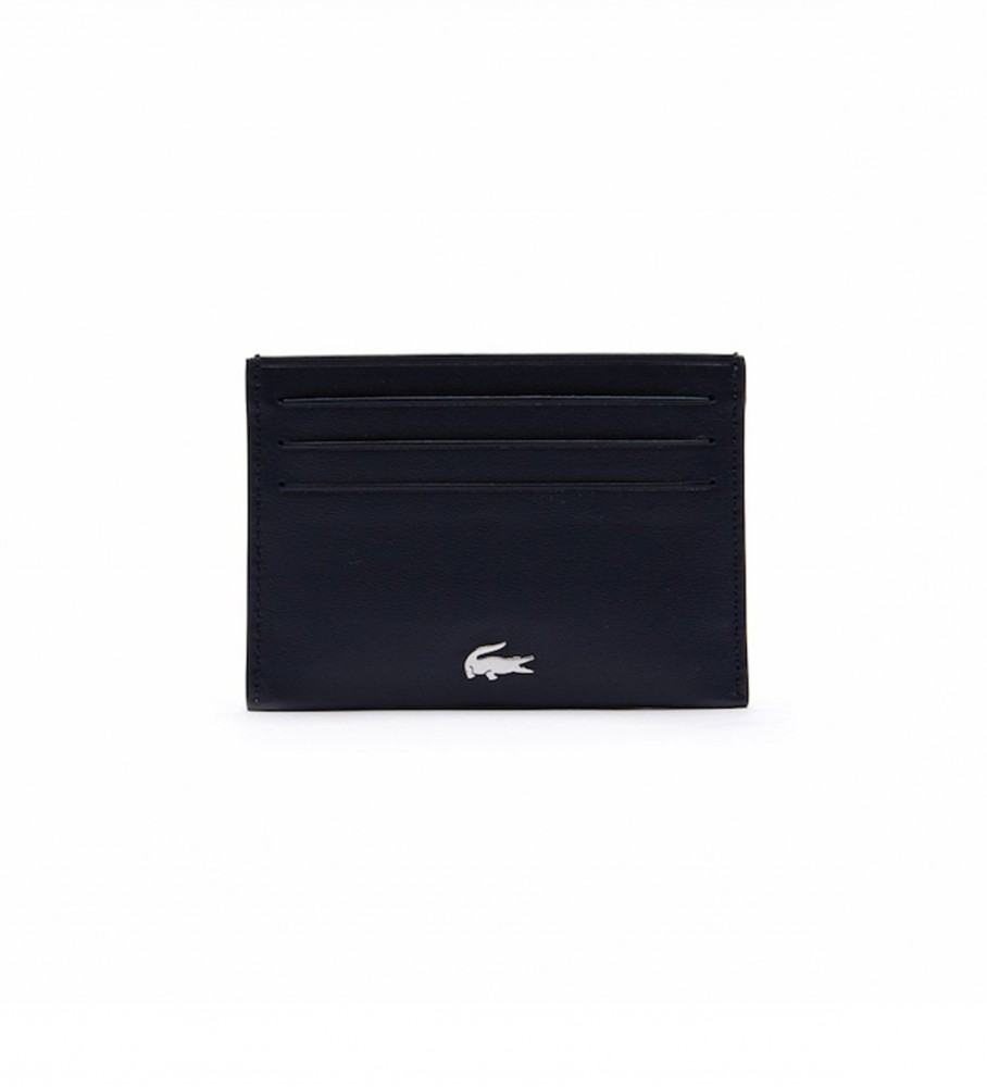 Porta-cartões Lacoste Fitzgerald em couro, azul-marinho - 11x7,5x0,5cm -