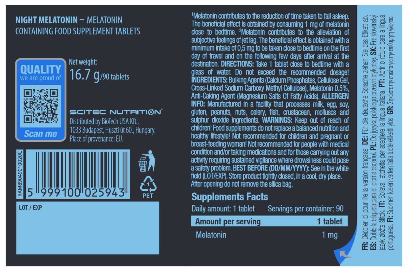 Scitec Nutrition Melatonina Noturna 90 Comprimidos