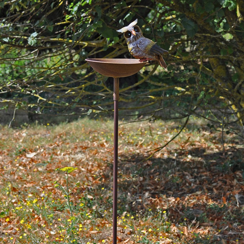 Tuteur mangeoire hibou 25x17x125 cm