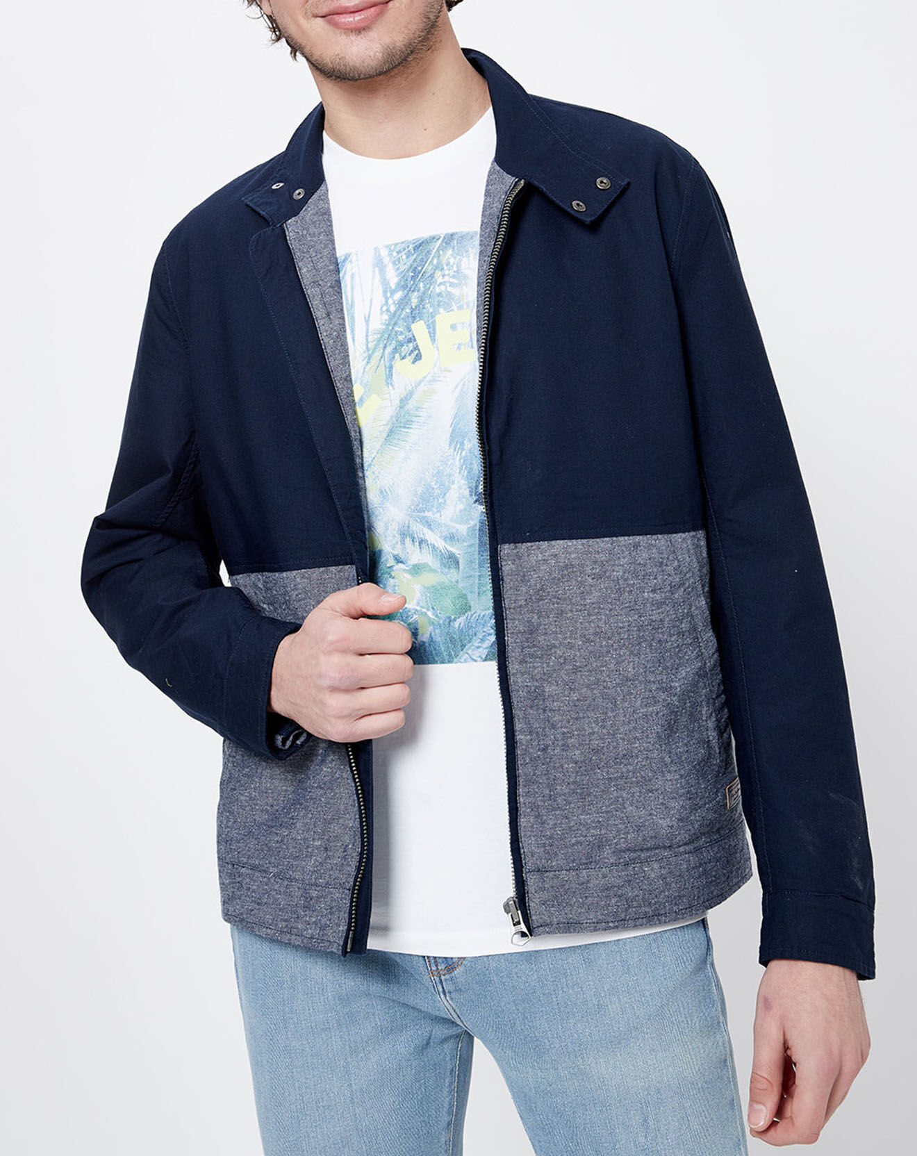 Pepe Jeans Blouson bimatière denim Tilos bleu marine