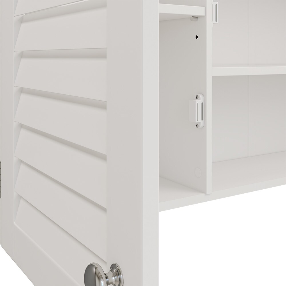 Vicco Spiegelschrank Riad, 68 x 49 cm, Weiß, Glasschrank mit 2 Türen, Badezimmer