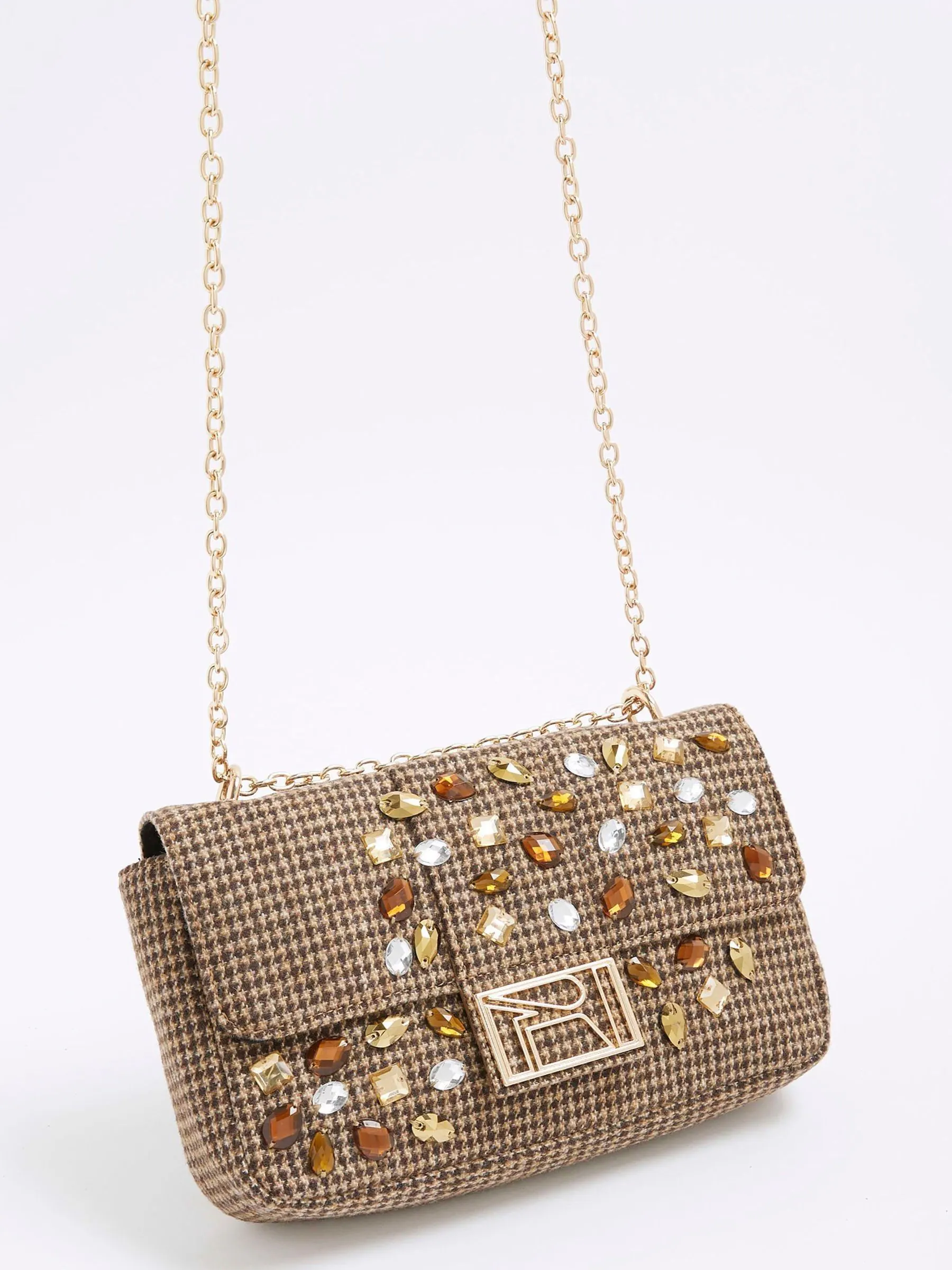River Island Dogtooth Embellished Shoulder Bag