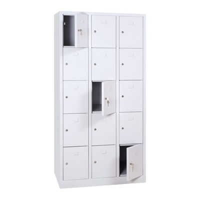 Vestiaire 3 colonnes soit 15 cases monobloc - H180 x L90 x P50 cm - blanc