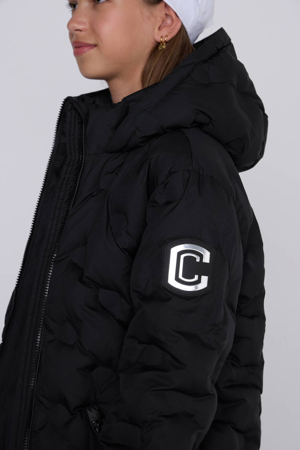 Coolcat Puffer Winterjas Jennifer met 3D Hartjes Zwart