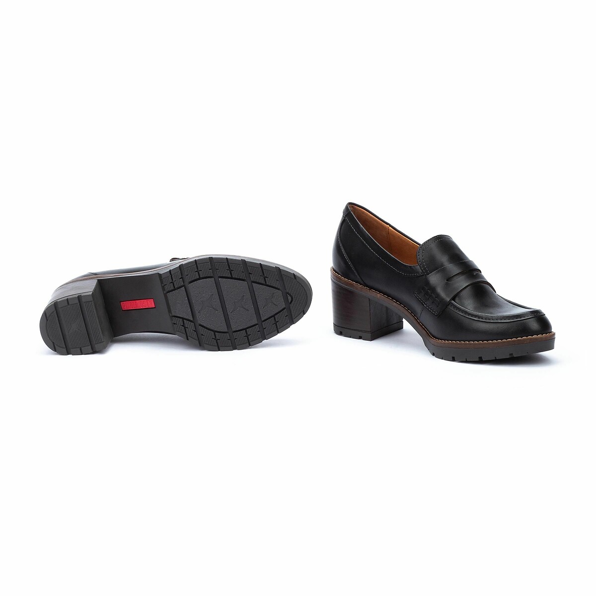 PIKOLINOS<br>Mocassins de couro com salto alto, Llanes