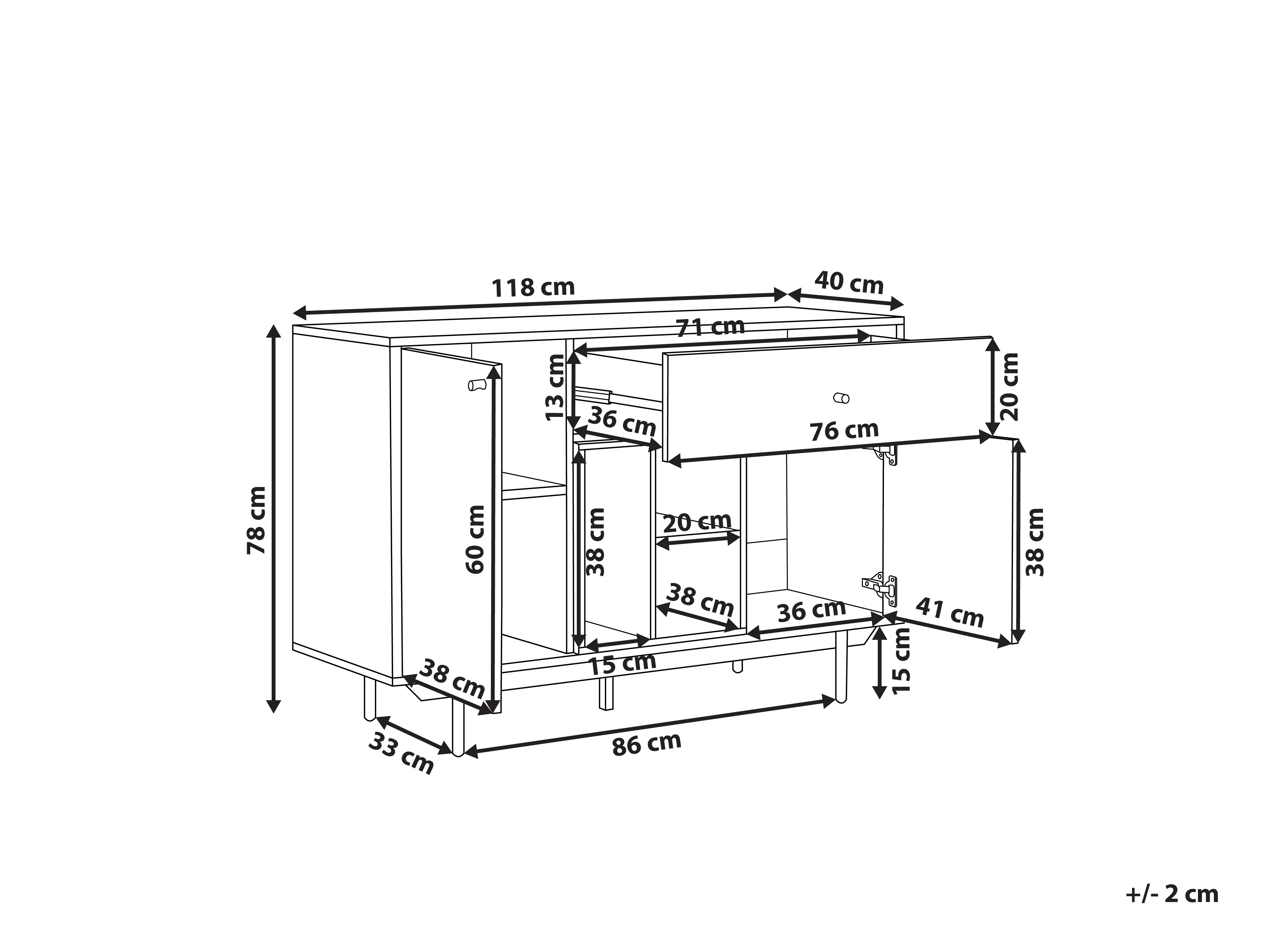 Dressoir met 2 deuren ITACA Bruin/wit