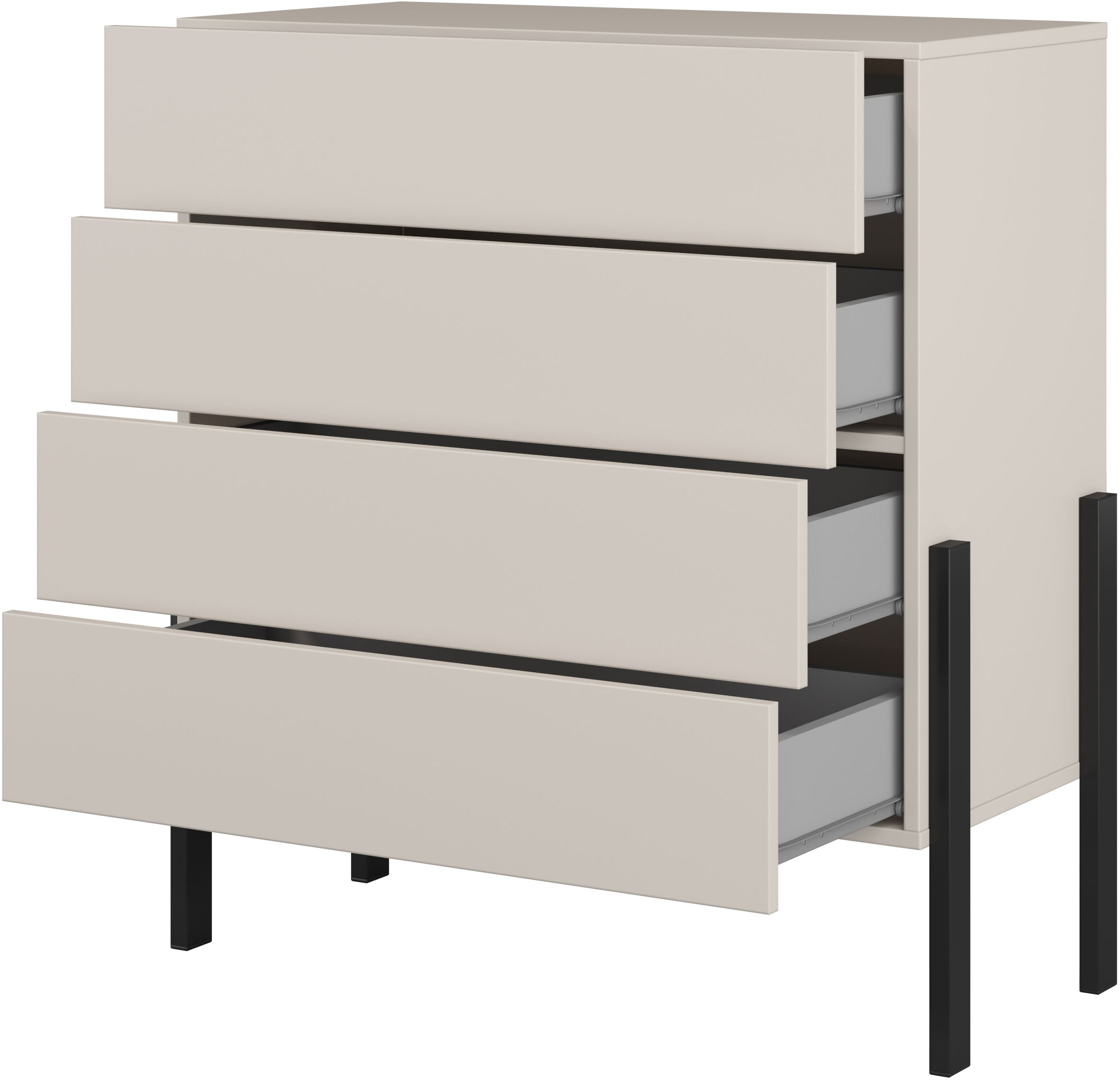 Home affaire Kommode »Jukon, Breite 84 cm, moderne grifflose Kommode« Schubladenkommode mit 4 Schubkästen, push to open Funktion