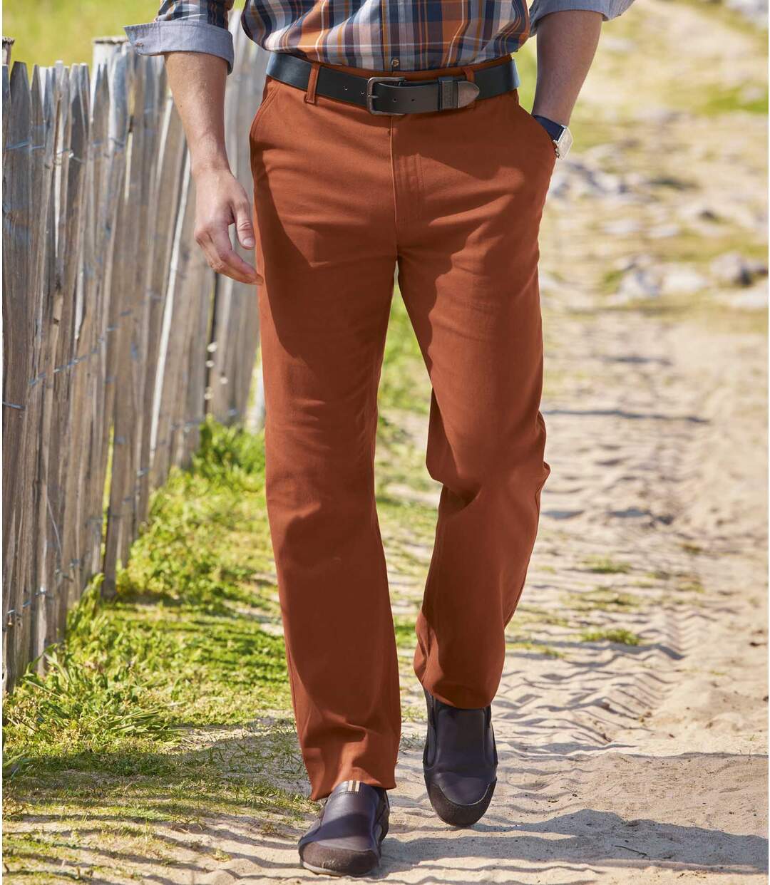 Pantalon Chino Stretch Brique