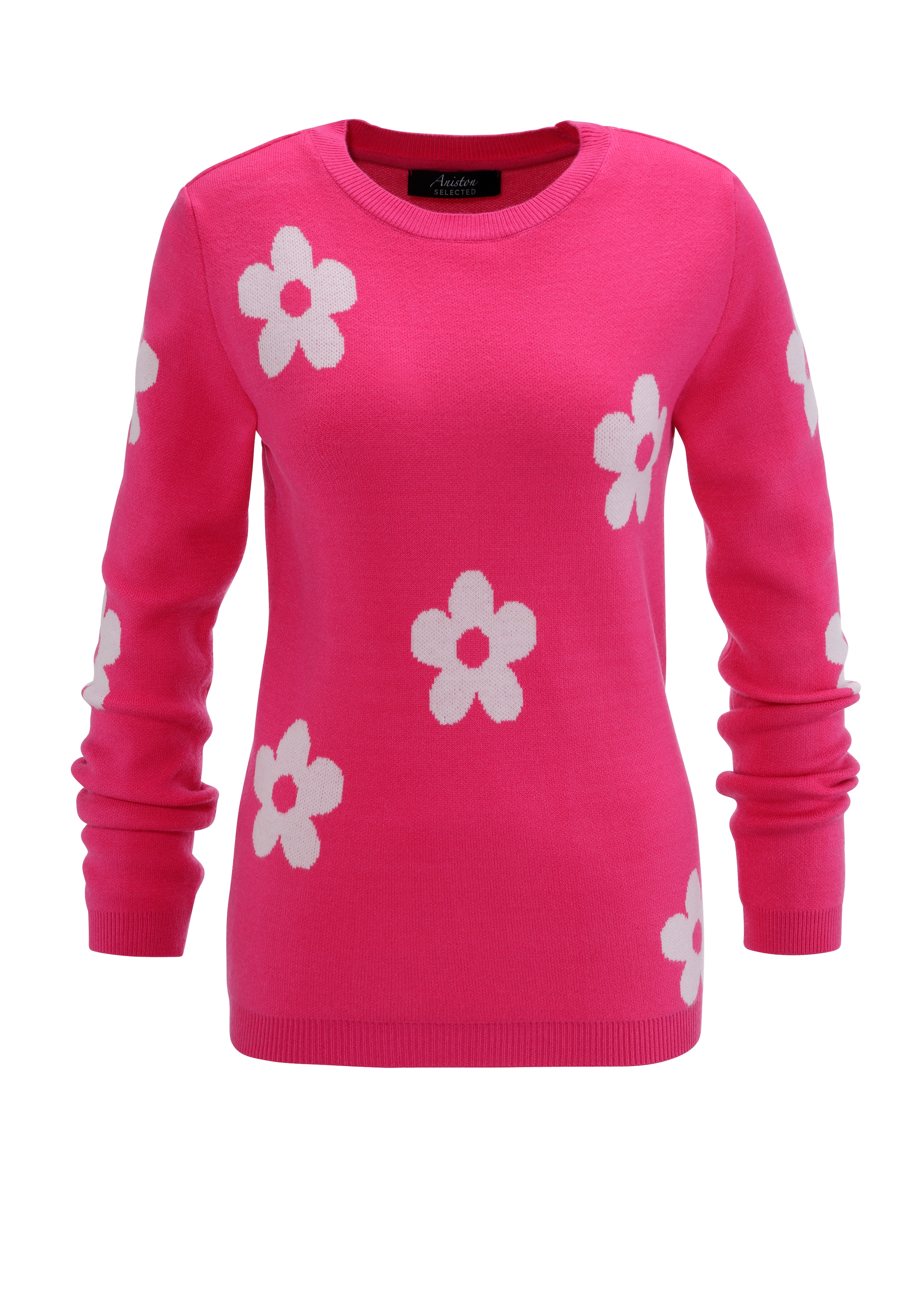 Aniston SELECTED Strickpullover , mit eingestricktem Blumenmuster allover - NEUE KOLLKTION