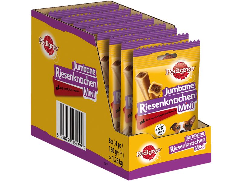 Pedigree Jumbone Mini mit Rind 4 x 40 g Minibeutel mit Rind und Geflügel Geschmack