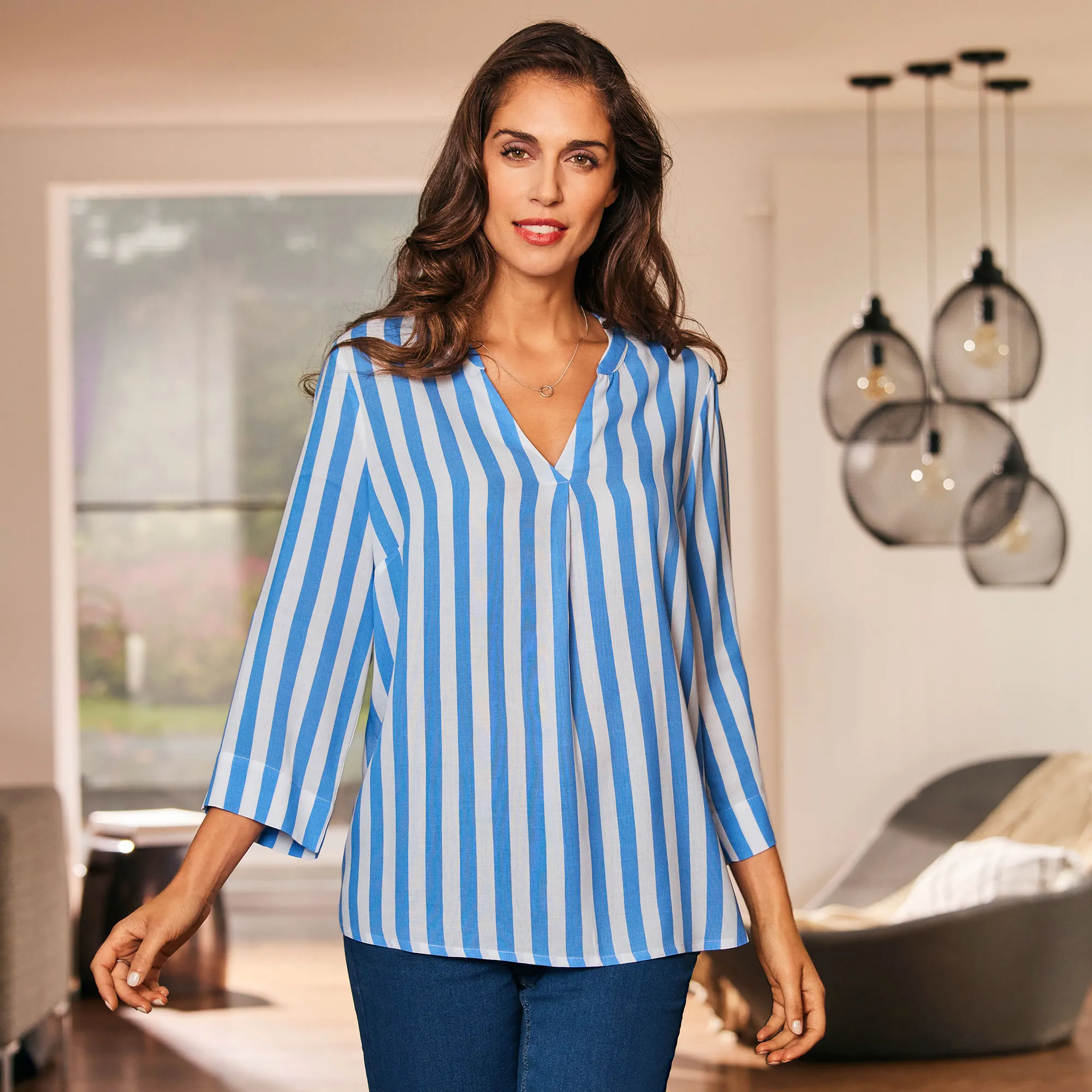 Damen-Bluse mit Längsstreifen