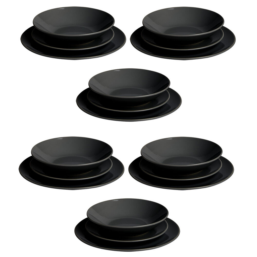 Service vaisselle 18 pièces céramique noir