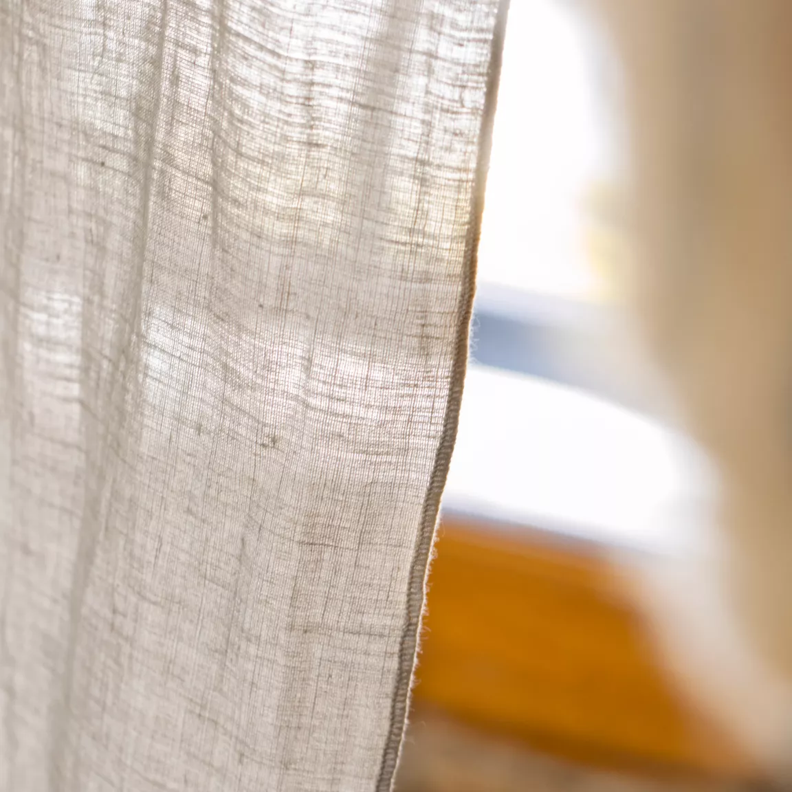 Rideau lin lavé ajustable (140 x max 270 cm) Louise Beige