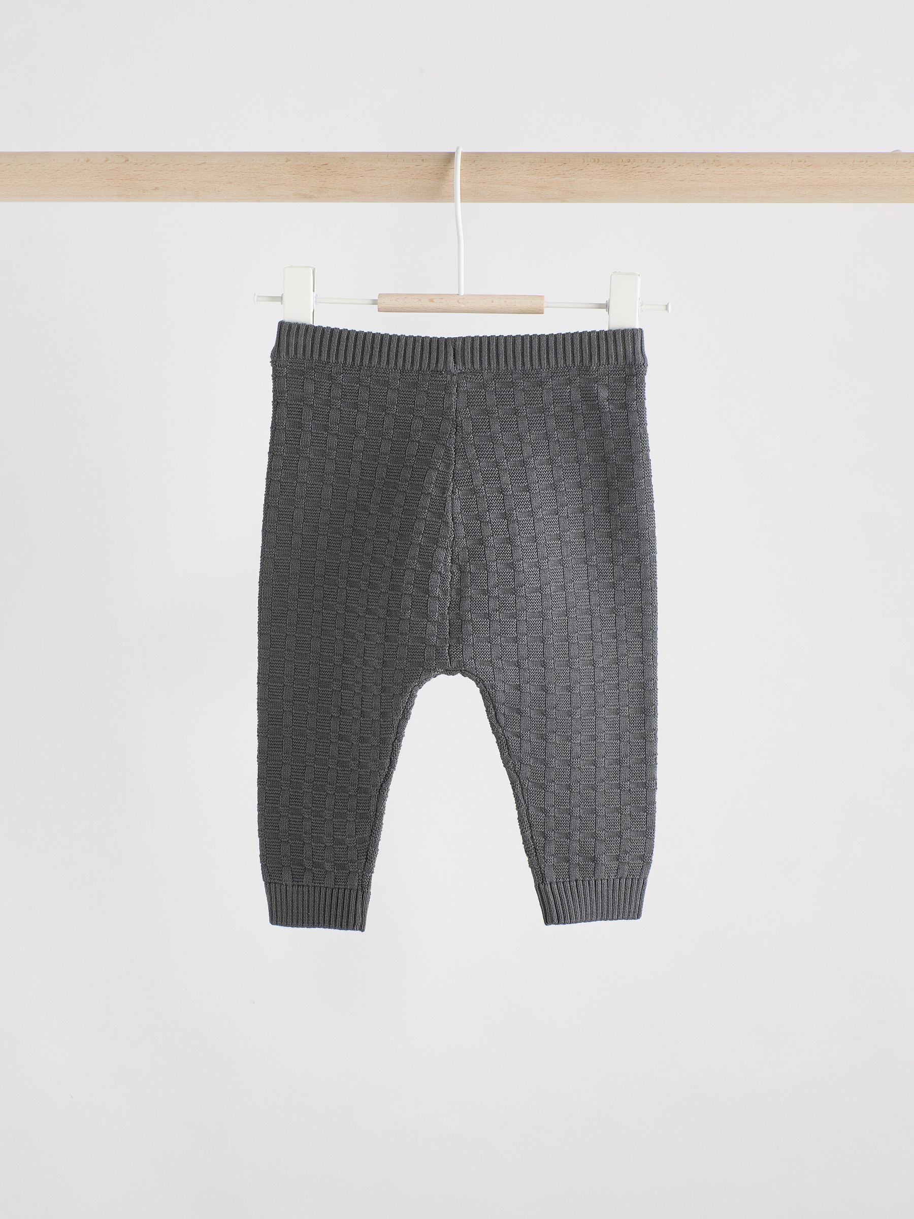 Antraciet - Babyset met gebreide trui en legging van 100% katoen met textuur (0mnd -3jr)